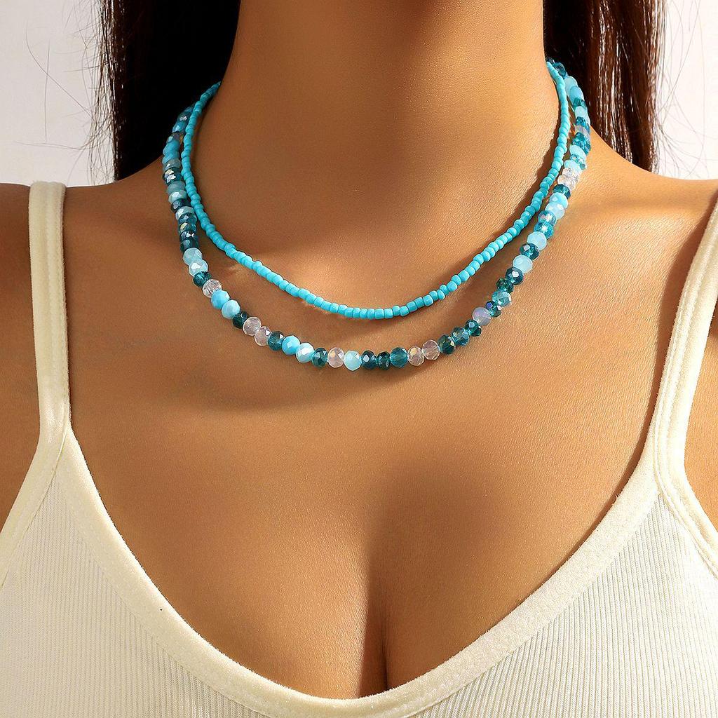 European & American Tassel Beaded Clavicle Crystal Necklace - Women's Fashion Jewelry