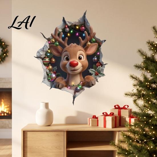3D Christmas Decor Wall Stickers Holiday Decals for Living Room Bedroom And Party Decor Removable PVC Festive Art Home Entrance Classroom Office