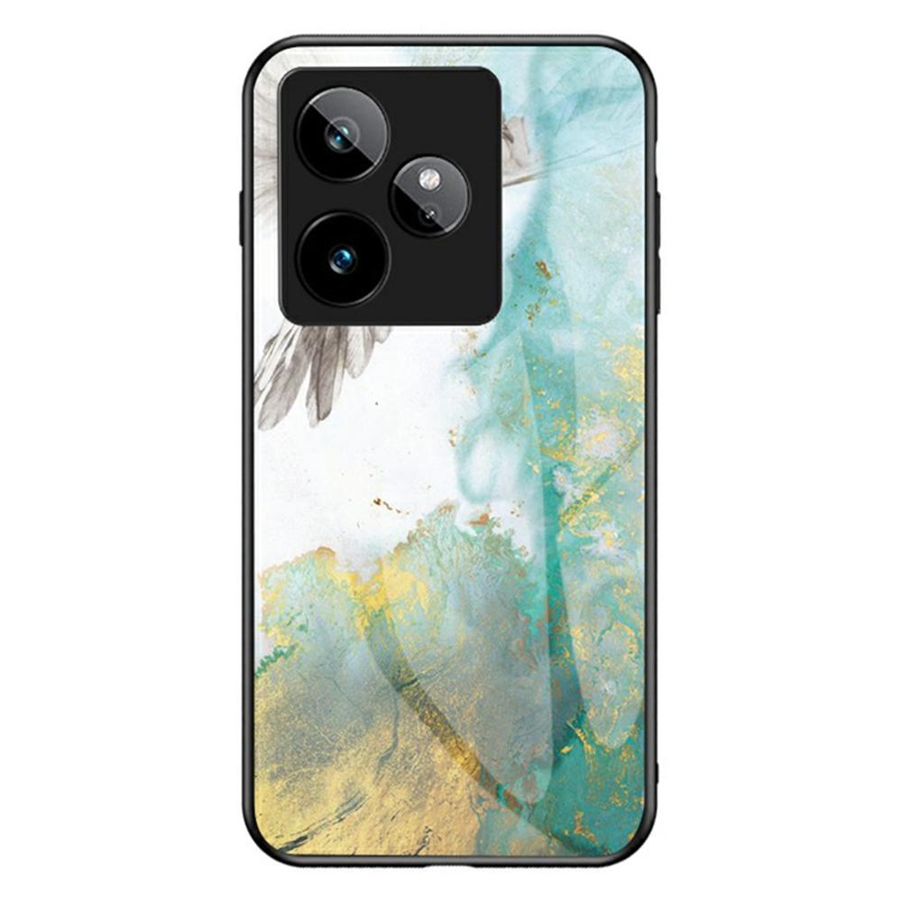 For Realme GT 7 5G Case Marble Pattern Tempered Glass+PC+TPU Protective Phone Cover