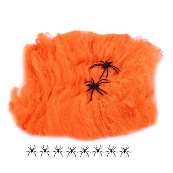 Colorful Halloween Spider Web Stretchable Cotton Cobwebs Elastic Scary Party Scene Props for Halloween Christmas Eve Parties