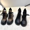 Модные женские ботильоны на высоком голенище Модные ретро кожаные ботинки на платформе Женские ботинки-рыцари с круглым носком на шнуровке Дизайнерские короткие ботинки Botas Muje