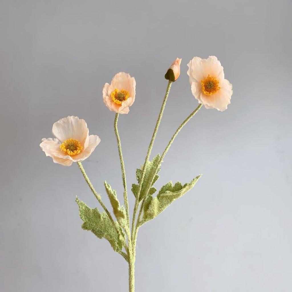 Stem Elegant Realistic Artificial Papaver Rhoeas Silk Plants Fake Poppies Flowers Faux Bouquet
