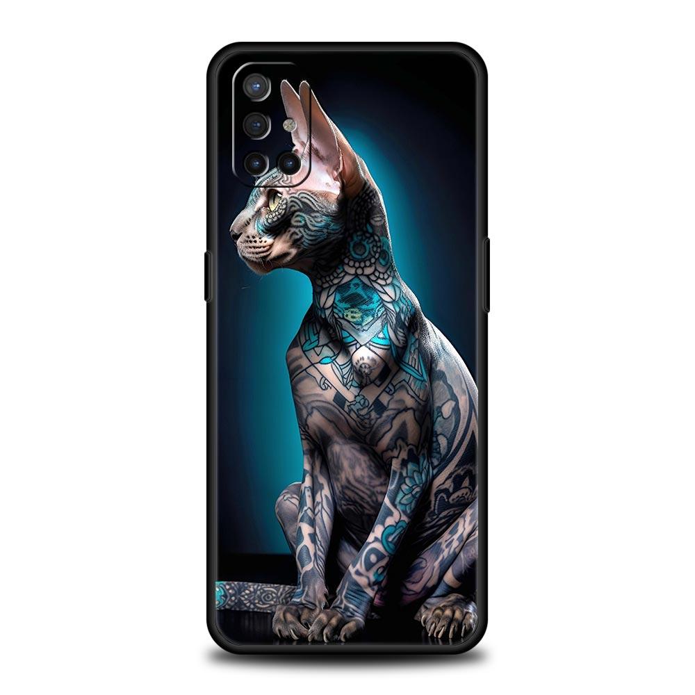 Чехол для телефона для Oneplus 13R 12R 10R 13 12 11 10T Nord N100 N10 Z N30 CE 3 2 2T Pro Lite 5G Мягкий ТПУ Чехол Животное Кот Татуировка Capas