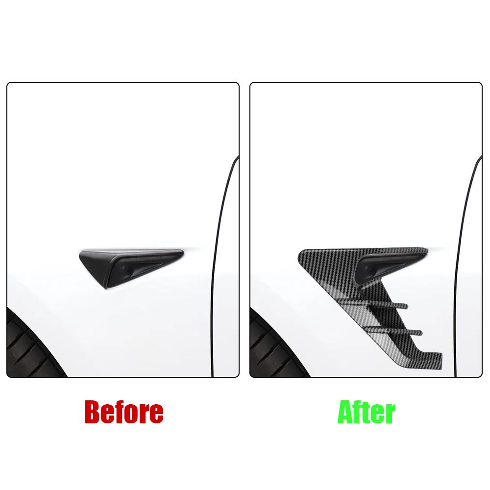 Автомобильные наклейки, защитные чехлы для боковой камеры, боковой спойлер, декоративная защита крыла, углеродное волокно, автоаксессуары для Tesla Model Y