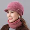 Women's Warm Knitted Winter Hat Warm Hat with Padded Fleece Lining and Ear Protection with Sun Visor Brim