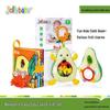 Подарочный набор для новорожденных JollyBaby: Мягкая детская тканевая книжка и успокаивающая мобильная игрушка для кроватки на фруктовую тематику.