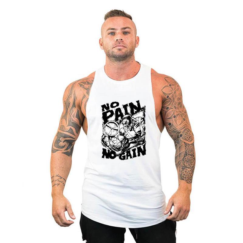 Men’s Loose Fit Cotton Sports Tank Top for Fitness and Basketball