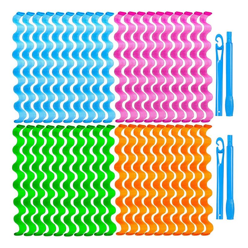 AEE4-40 Pieces Heatless Waves Hair Curler, No Heat Damage Wavy Hair Curlers With 2 Sets Of Styling Hooks, Heatless Curls