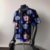Japanese Tide Hong Kong Style Summer Short-Sleeved Flower Shirt Men'S And Women'S High-End Ruffian Handsome Hawaiian Beach Couple Loose Shirt