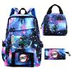 Anime-Inspired School Backpack Set Kids Teens 3-Piece Oxford Fabric Bag Lunch Pouch Pen Case With Ergonomic Straps