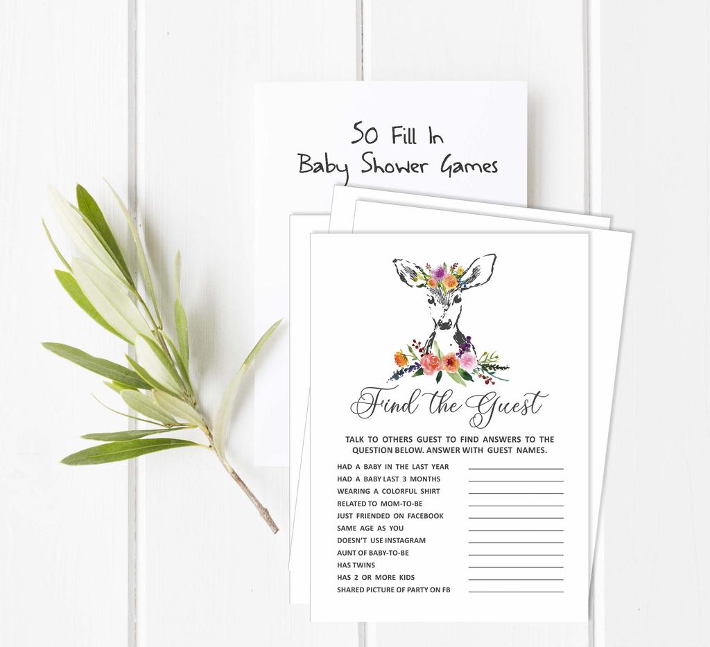 Inkdotpot 50 BabyA AlphabetA ABCA GameA Олени Животные Baby Shower Игра Гендерно-нейтральная вечеринка