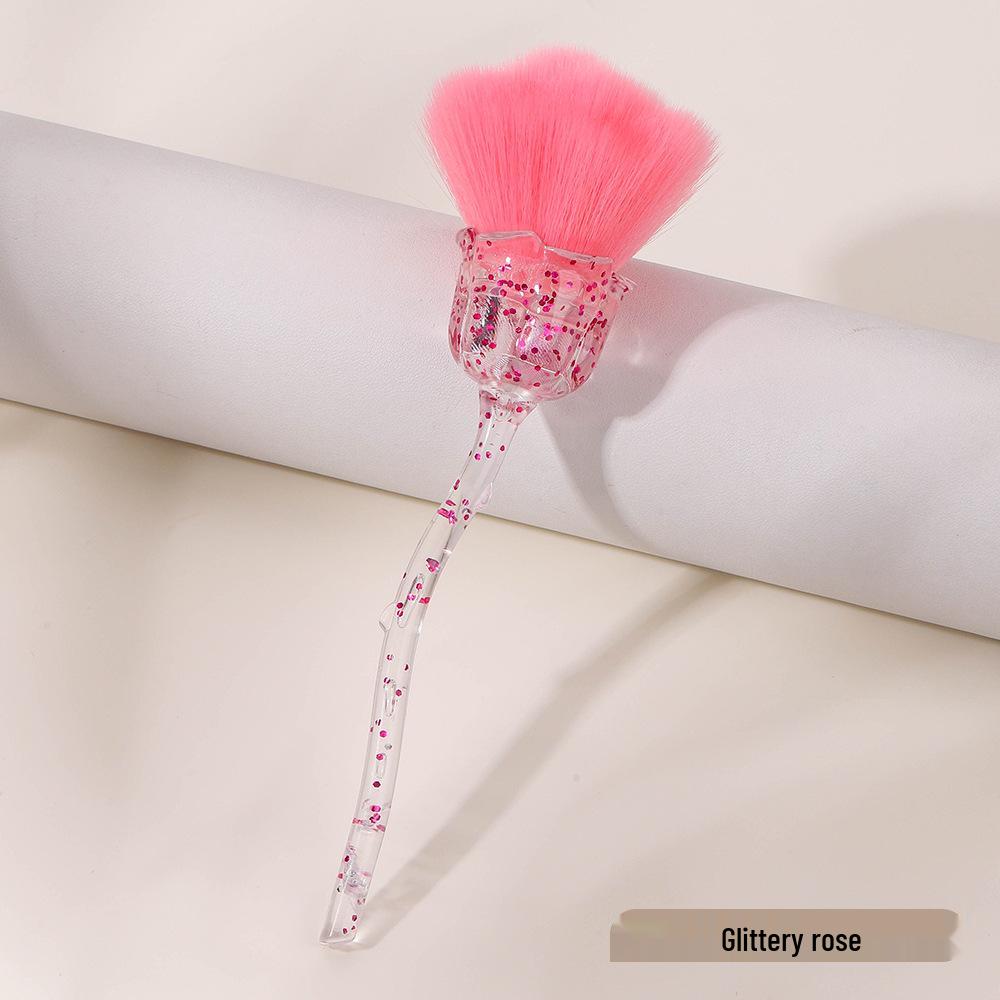 Кисть для удаления пыли с ногтей «Роза» с мягкой щетиной - Доступно несколько цветов