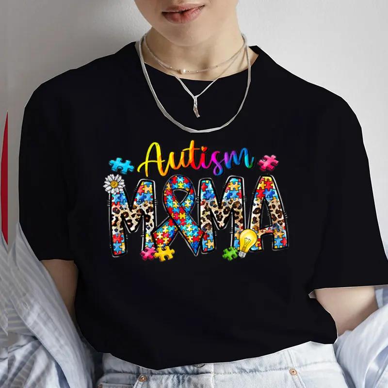 Autism Awareness Neuro Diverse Mommy T-shirt for Women Summer Short Sleeve Tees Autism Support Tops Harajuku Graphic Tshirt