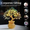 Money Magnet Crystal Tree Pyrite, Green Aventurine, Citrine, Tiger Eye Tree of Life Bonsai - Feng Shui Gold Crystal Ornaments for Prosperity