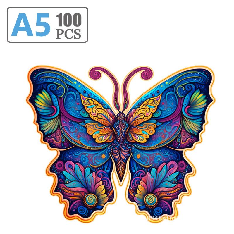 Colorful Elephant Rabbit Butterfly Wooden Puzzle 3D DIY Game Gift for Adults Kids Educational Toy Shape Board Set