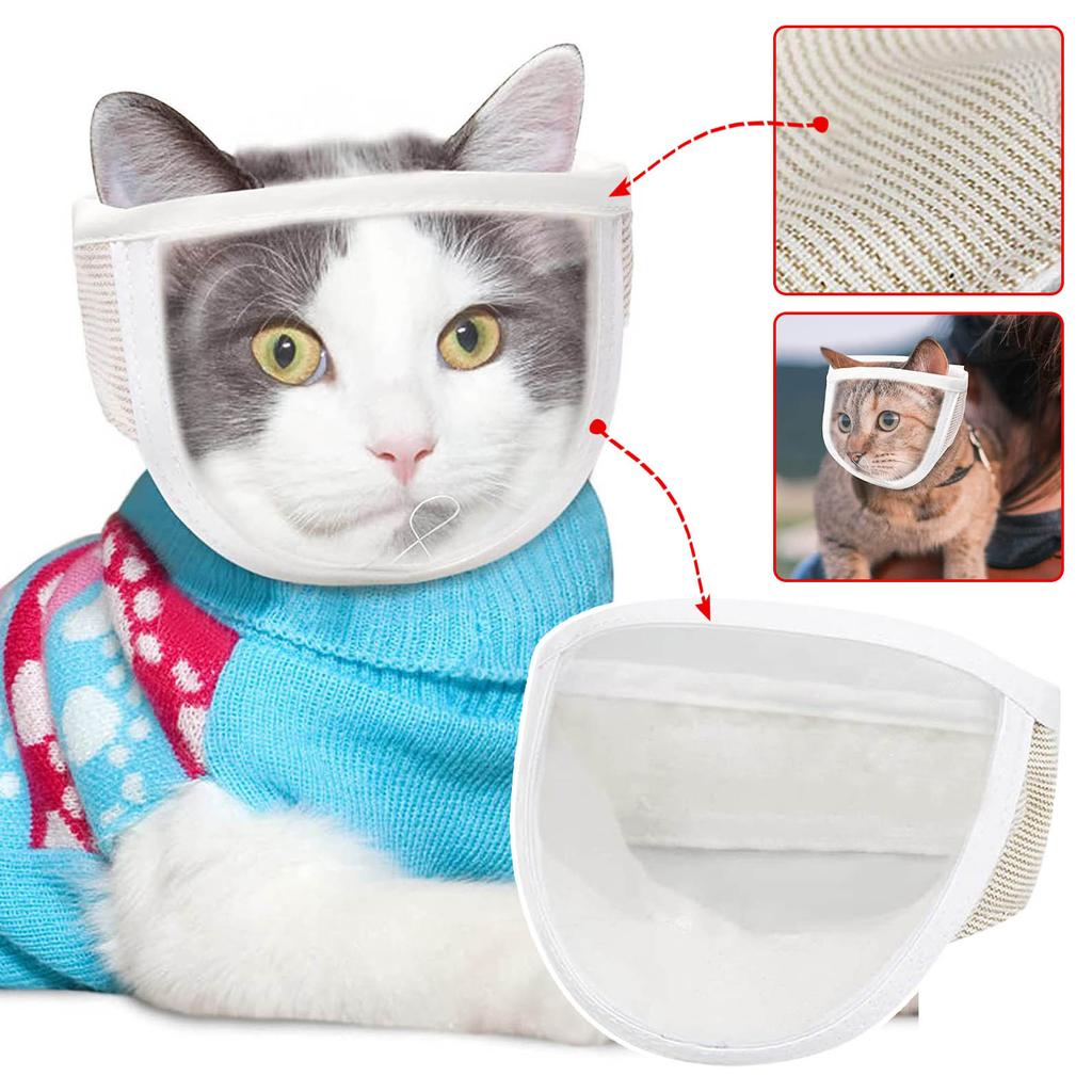 Cat Muzzle For Grooming, Breathable Transparent Cat Face Guard, Pet Muzzle For Nail Trimming And Bathing, Cat Mouth Cover To Prevent Mutual And Biting