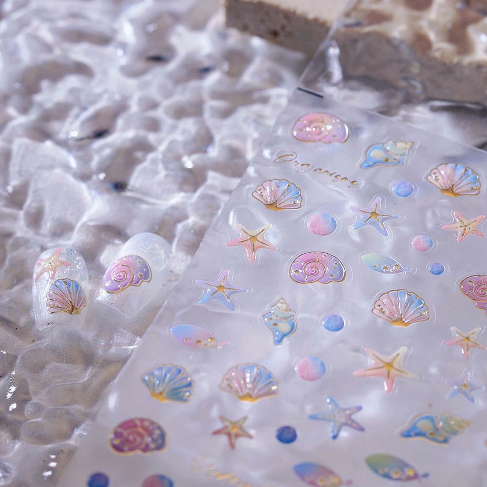 Shells Ocean Nail Decals Dolphin Ocean Nail Decorations Colorful Ocean Nail Stickers  Lady/Girls
