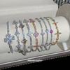Корейская версия простого геометрического браслета-ромба с цветком из циркона, легкая роскошь, высококлассный браслет, модные, изысканные, универсальные украшения для женщин