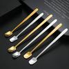 Stainless Steel Square Mini Teaspoon with Long Handle Small High Quality Spoon Coffee Ice Cream Honey Mixing Spoons Tableware