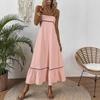 Женский повседневный сарафан без рукавов однотонное длинное летнее пляжное макси-платье