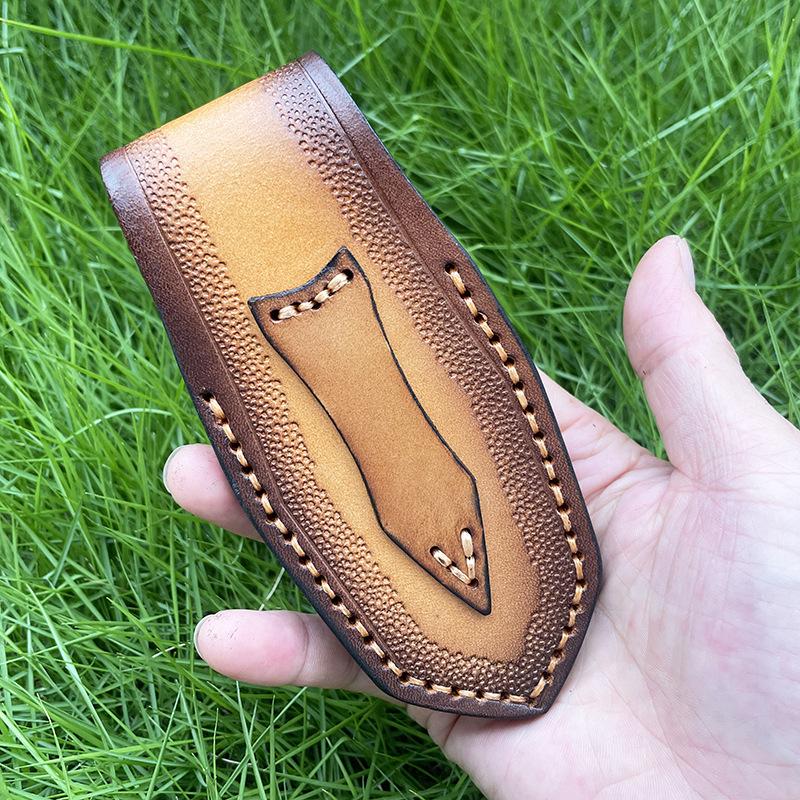 Держатель складного ножа, тисненые ножны из коровьей кожи, чехол для карманного ножа, чехол из расщепленной кожи, кобура для походного ножа, чехол для военного ножа с пряжкой на ремень