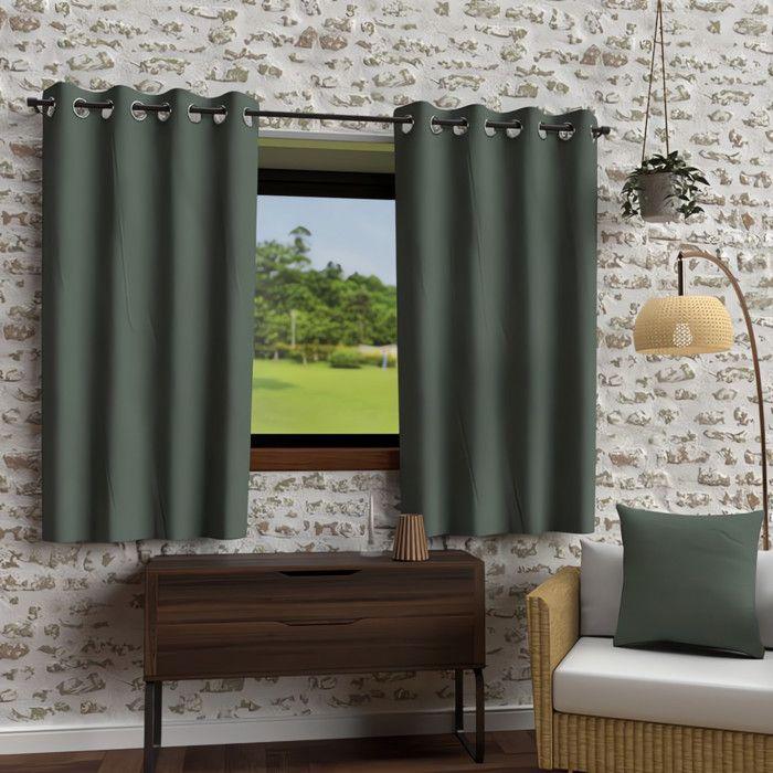 Washed Microfiber Eyelet Curtain 135x180 Cm BOHEME Khaki, by Soleil d'Ocre