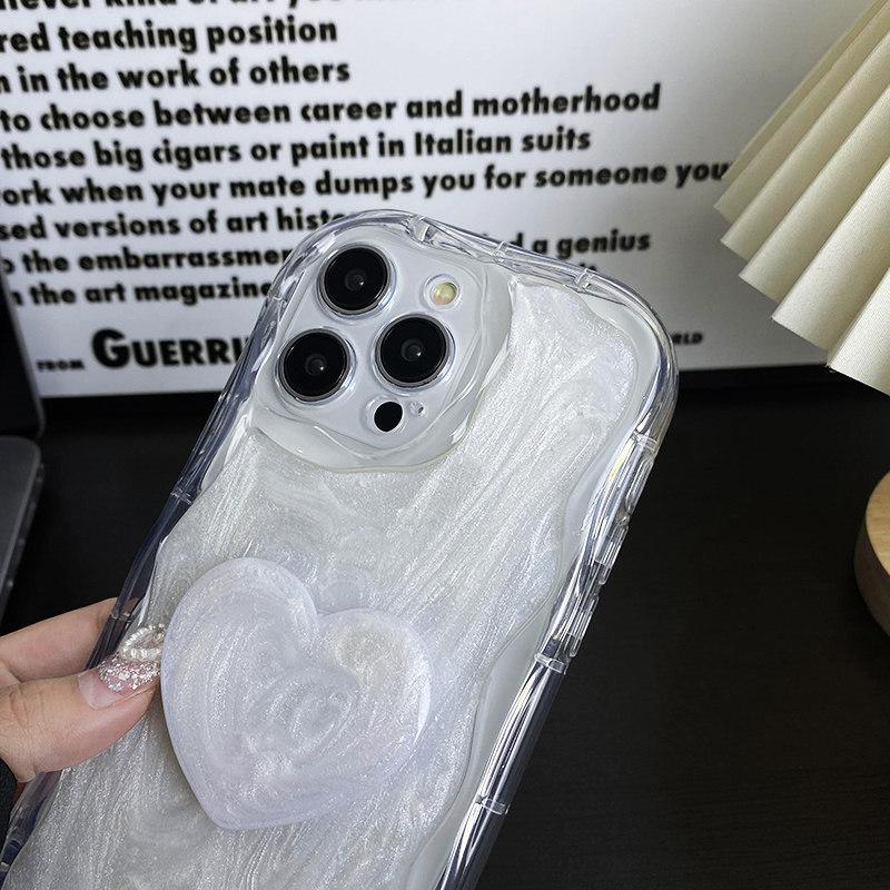 Роскошный серебристо-серый браслет Love Stand с клейким чехлом для телефона для iPhone 15 14 13 12 11 Pro Max XS XR 7 8Plus, универсальный защитный чехол от падения