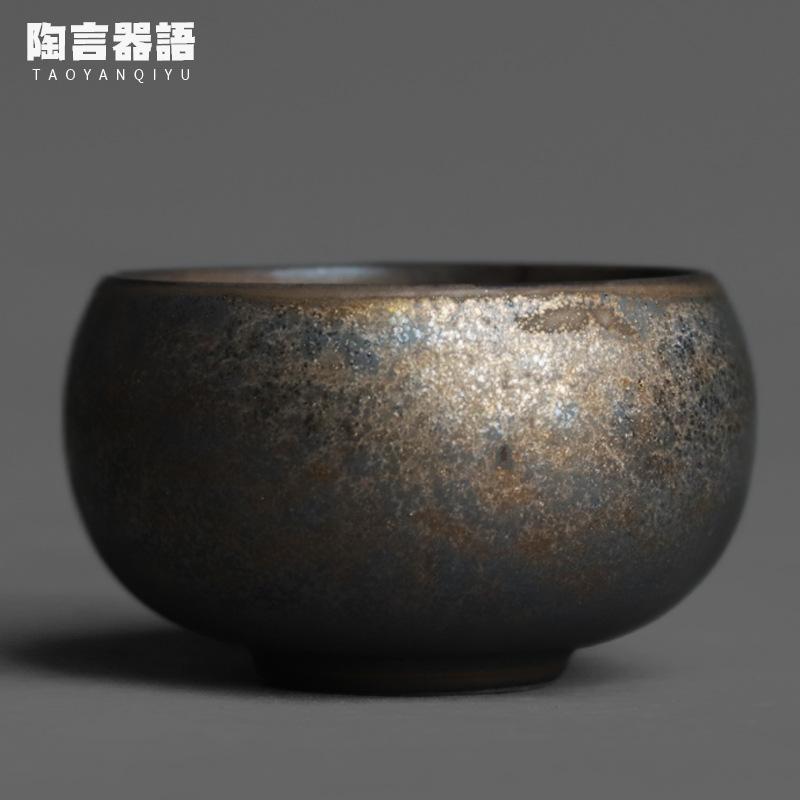 110ml Coarse Pottery Kiln Fambe Teacup Aesthetic Tea Bowl Mug Tea-tasting Fragrance Cup Jianzhan Master Cups Tea Services Craft