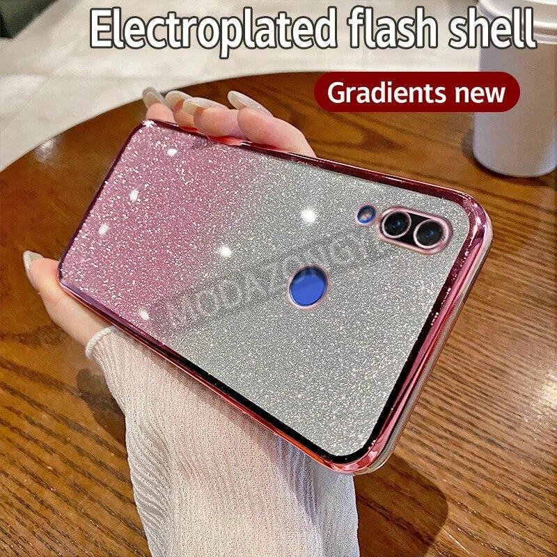 For Huawei Nova 3i Case Electroplating Soft Glitter TPU Cell Phone Back Cover Huawei Nova3i Phone Casing For Girl Woman