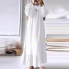 2024 Retro Puff Sleeve Muslim Women's Ruffle Dress with Pockets