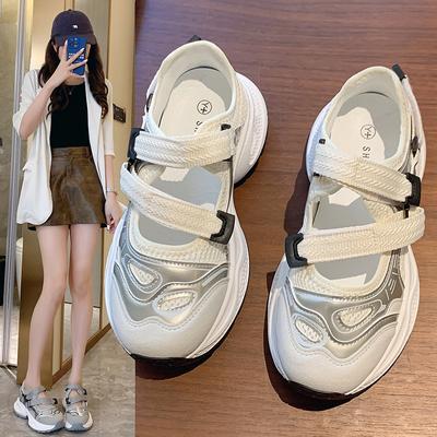 Выдолбленные спортивные сандалии Baotou на толстой подошве с липучками, женские летние сетчатые дышащие повседневные туфли Pops