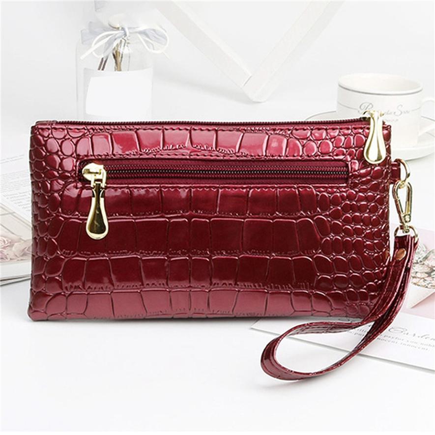Fashion Women's Temperament Clutch Crocodile Pattern Mobile Phone Coin Purse Casual Zipper Hand Bag
