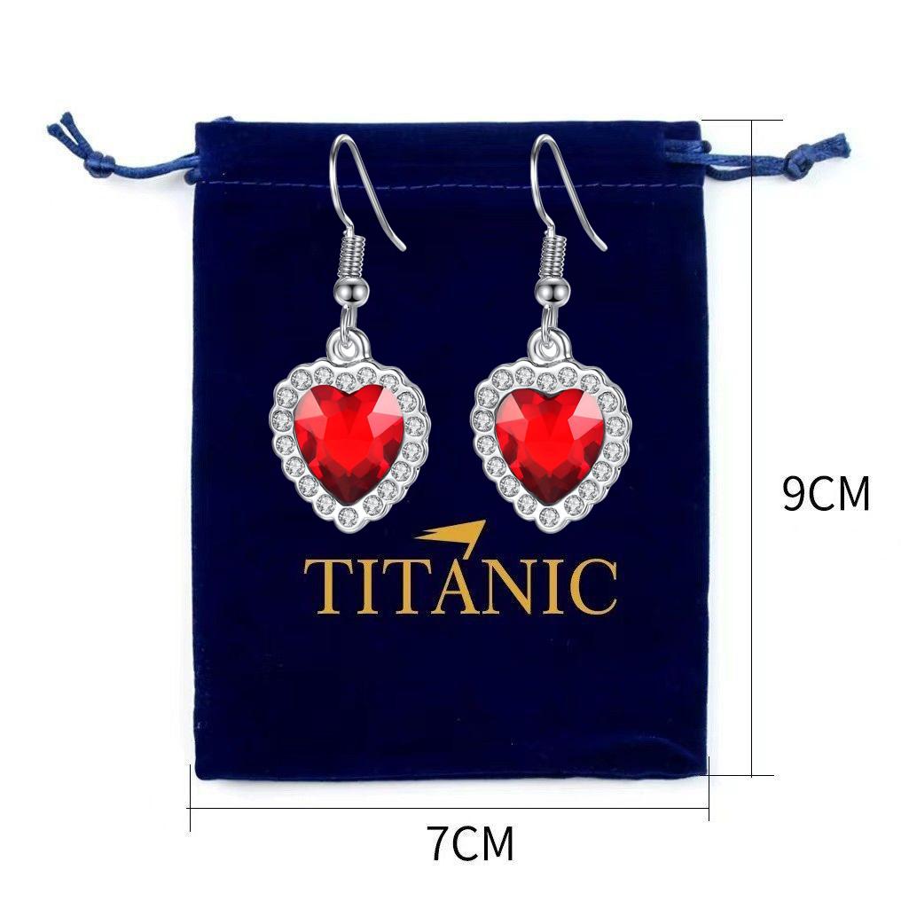 New European and American Ocean Heart Titanic Blue Pendant Necklace Fashionable Shining Zircon Eternal Love Red Sweater Cha