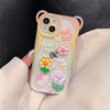 Cute Bear Rabbit 3d Flower Phone Chains Clear Soft Phone Case For Iphone 14 12 11 13 Pro Max Xs Max 7 8 Plus Protective Cover