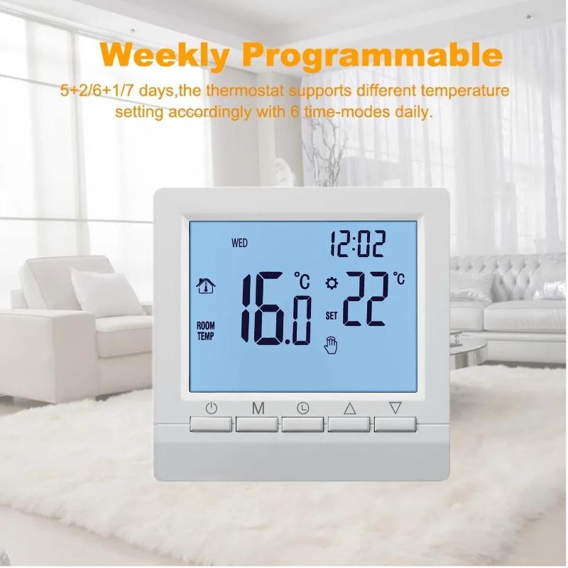 Цифровой термостат Программируемый газовый котел Регулятор температуры отопления Интеллектуальный термостат Контроллер комнатной температуры Энергосберегающий термостат