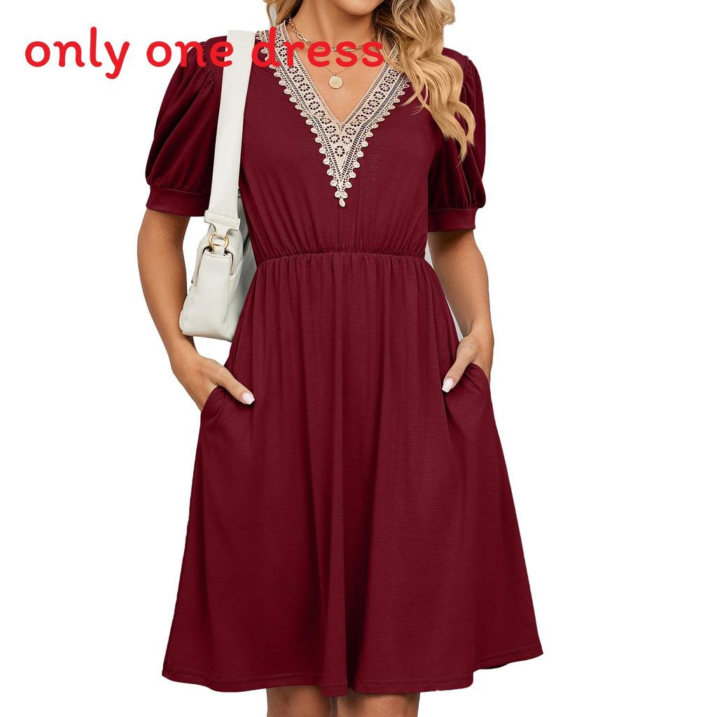 Urban Style Dress With Pockets And V Neck For Spring Casual Wear