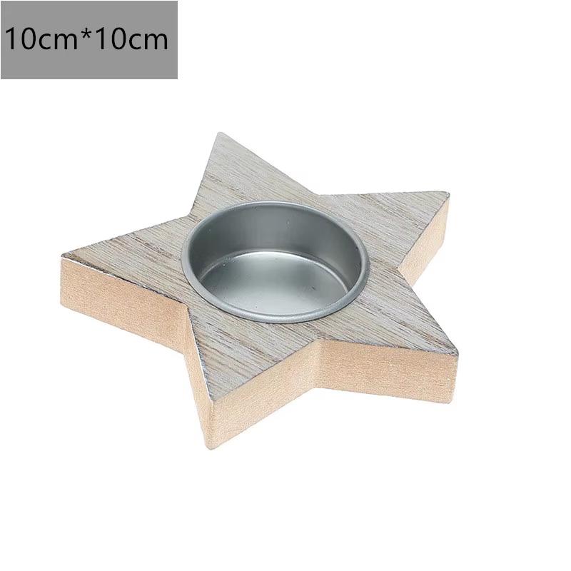 Wooden Xmas Snowflake Candlestick Christmas Tree Shape Candle Holder for Home Decoration 2026 Navidad Kerst Noel New Year Decor