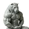Yousheng 3D Printed Tiger Man Figurine, Muscular Tiger Figure Ornament, Minimalist Animal Sculpture with Muscular Details, Zen Posture Desktop