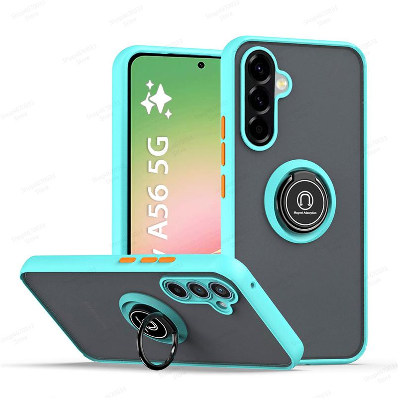 Матовый чехол с магнитным кольцом для Samsung Galaxy A56 5G Для Samsung A55 A35 A54 A53 A34 A24 A13 A33 A52 A53 A51 A32 Противоударная Funda