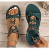 New Women's Fashionable Round Toe Flat Sandals with One Foot, Bohemian Style Casual Versatile Flat Shoes