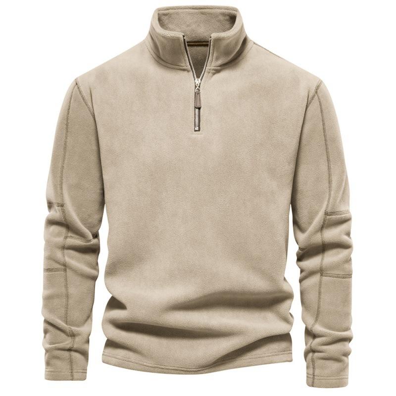 Men'S Autumn And Winter New Stand-Up Collar Half-Zipper Long-Sleeved Sweater Trend Casual Solid Color Men'S Fleece Top