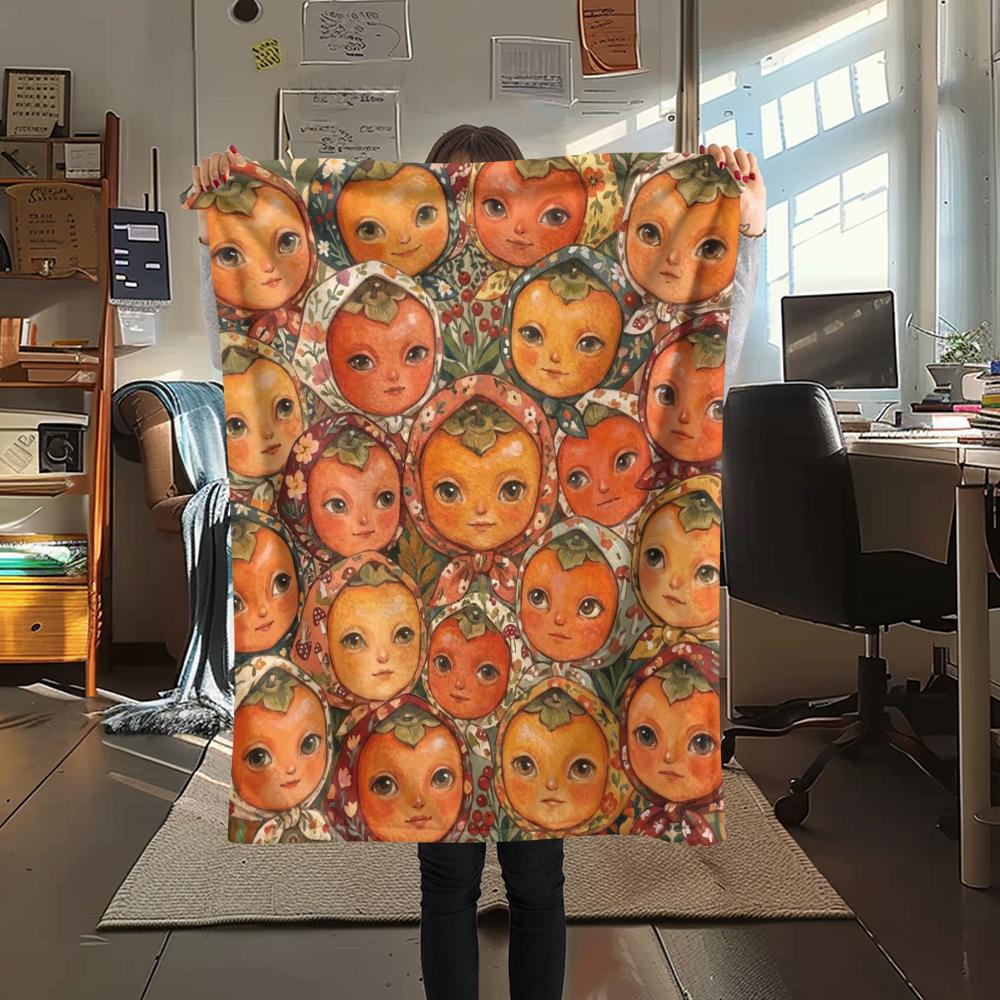 1PC Retro Floral And Fruit Art Print Flannel Blanket, High quality All Seasons, Home Decor, Warmth and Comfort, Perfect for Christmas Gifts