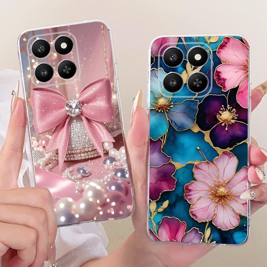 For Honor 400 Smart 5G Case LGN-NX1 Luxury Flowers Butterfly Painted Cover Silicone Case For Honor X7d X 7d HonorX7d Soft Fundas