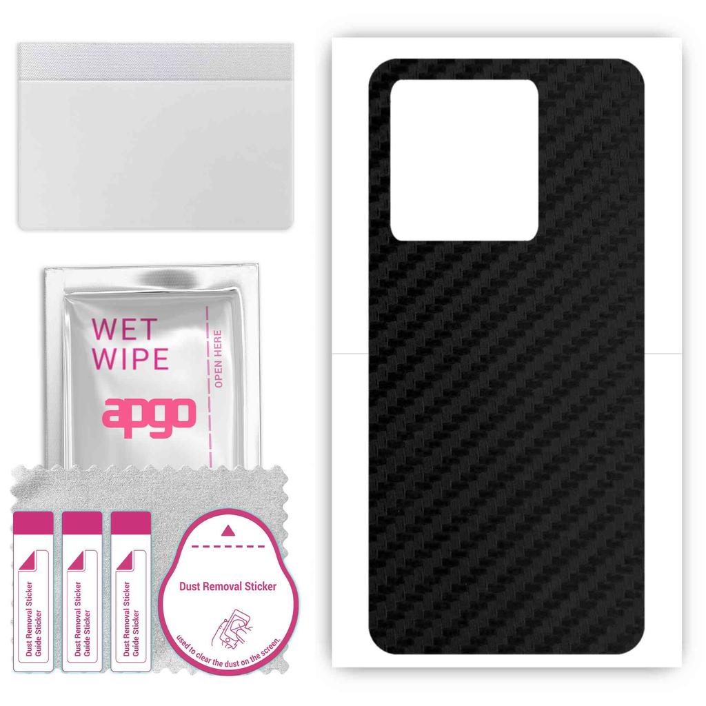 apgo Protective Skin Sticker for the Back Compatible with Xiaomi 13T Pro, Wrap Film, Foil, Vinyl - Pattern Carbon Black