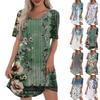 Women's Casual And Fashionable V-neck Short Sleeve Printing Mid Length Dress