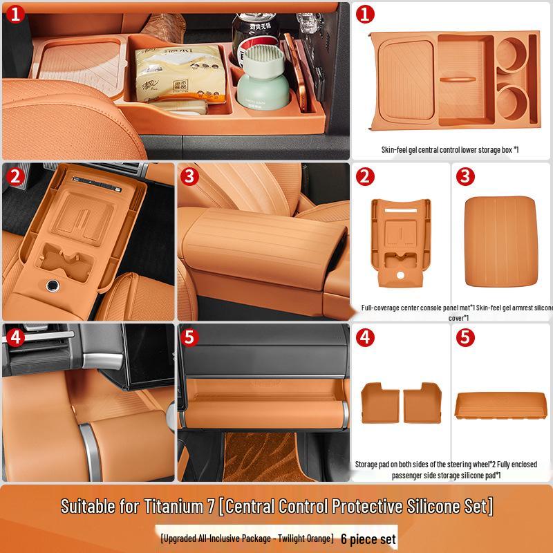 Kangchi Formula Leopard Titanium 7 Console Storage Box: Silicone, Partitioned, and Private Storage for Interior Modification.