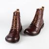 Fashion Brown Leather Riding Boots Women's Winter Ankle Boots Motorcycle Boots Leather