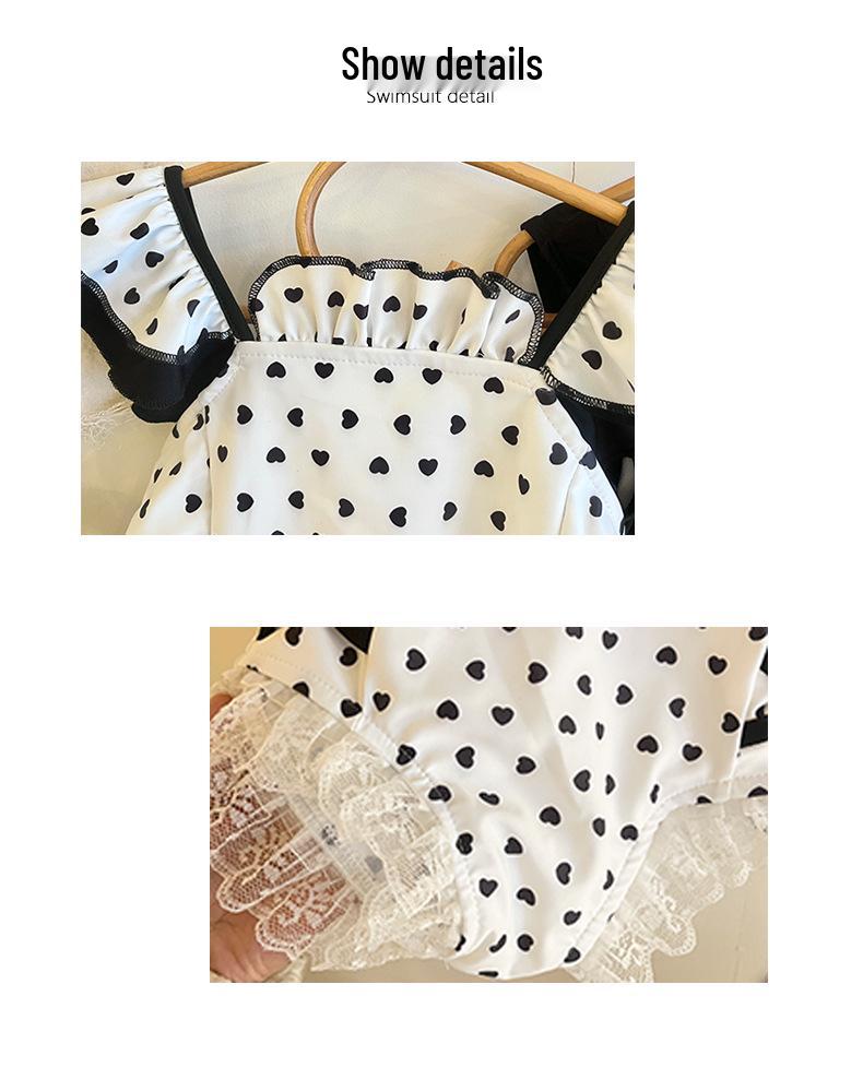 2025 Девочки Черно-белый Слитный Купальник на Бретелях - Модная Купальная Одежда для Отпуска