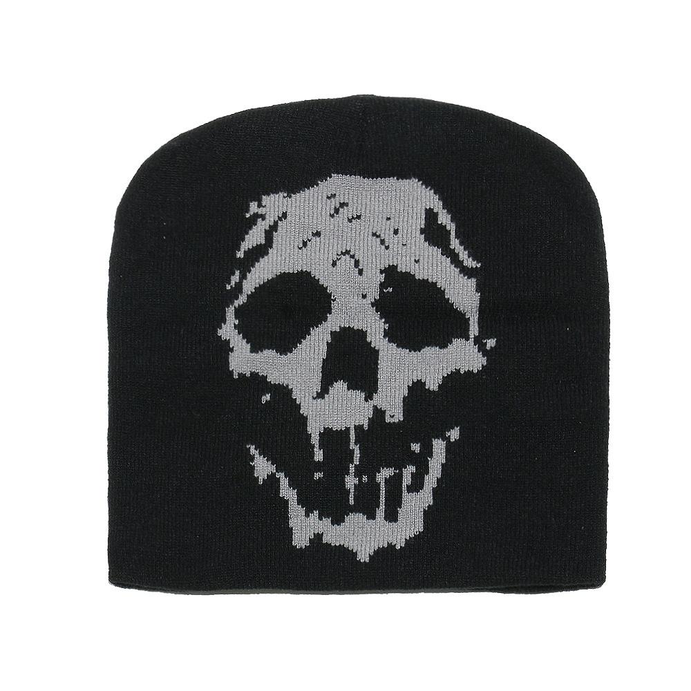 Зимняя шапка Мужская Хип-хоп Панк стиль Теплая шерстяная шапка Хэллоуин Череп Голова Жаккардовая вязаная шапка Шапка-пуловер Мужская и женская