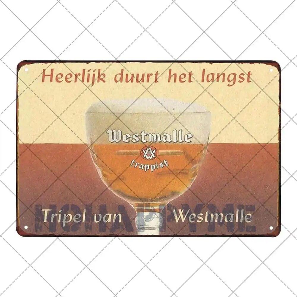 Belgian Beer Vintage Metal Tin Painting Signs Poster Plates Decoration Bar Pub Club Cafe Wall Iron Stickers Retro Plaque 20x30cm